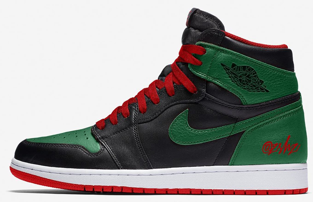 gucci jordans green and red